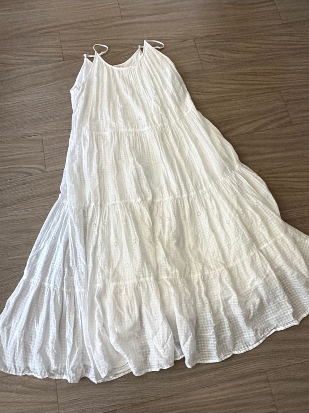 Universal Thread White Tiered Maxi Dress with Spaghetti Straps